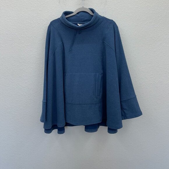 Soft Surroundings Sweaters - Soft Surroundings Blue Turtleneck Cozy Poncho Pullover Sweatshirt Womens sz S/M